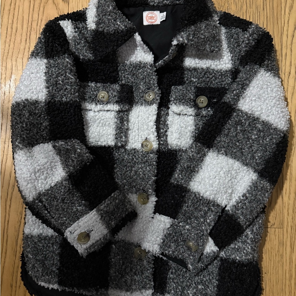 Wonder Nation Black and Gray Sherpa Jacket